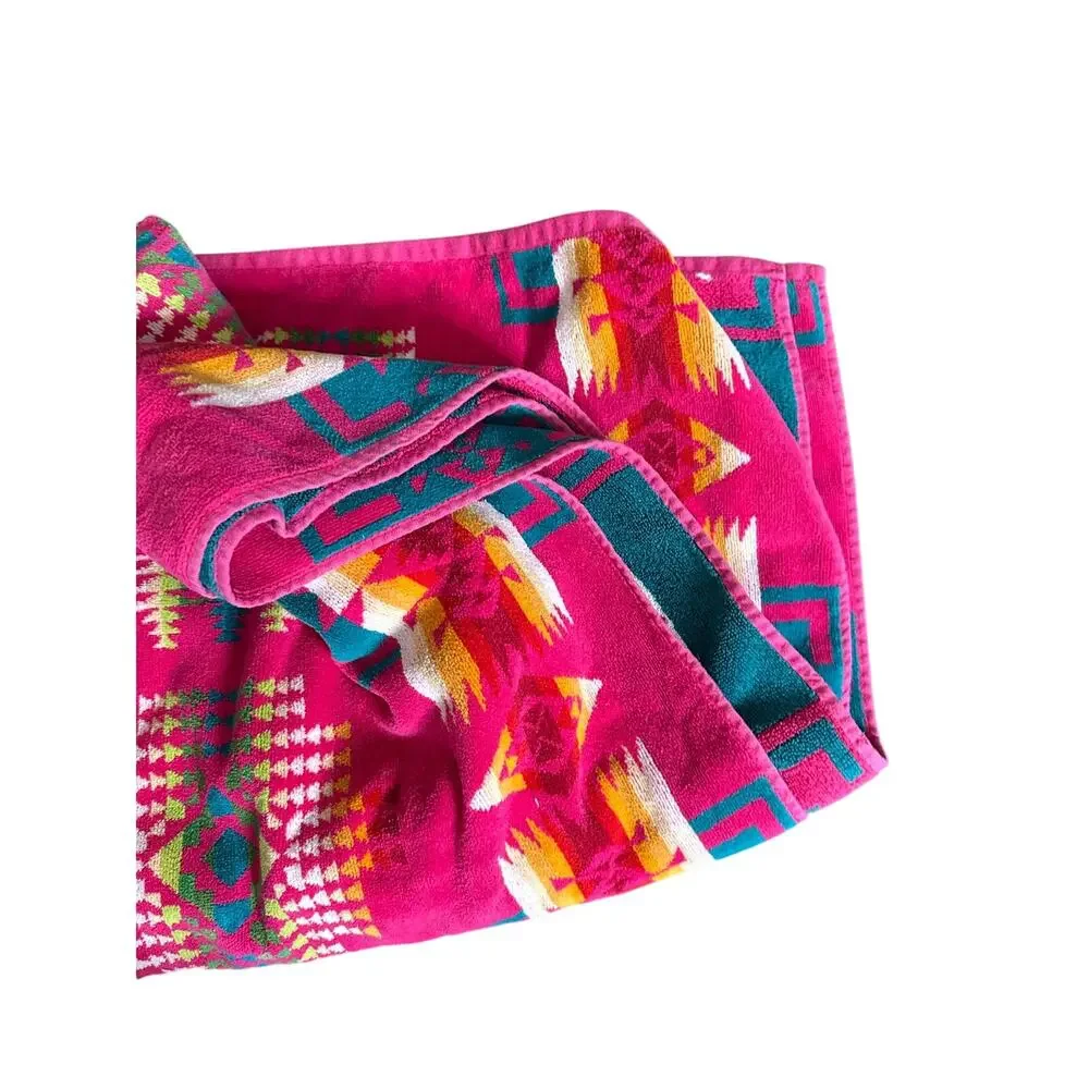 Pendleton Chief Joseph Beach Towel Hot Pink Southwestern Tribal